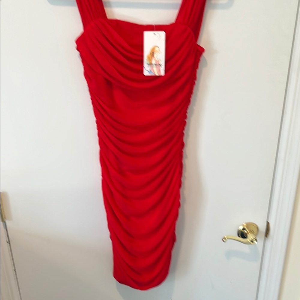 Red Satin Spaghetti strap  Dress